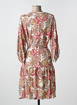 Robe mi-longue imprimé fleurs manches 3/4 rouge GARCIA femme