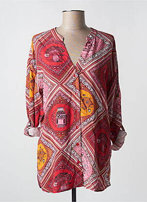Tunique manches longues imprimé fantaisie rose SURKANA femme