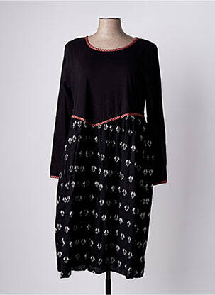 Robe mi-longue imprimé fantaisie manches longues noir RHUM RAISIN femme