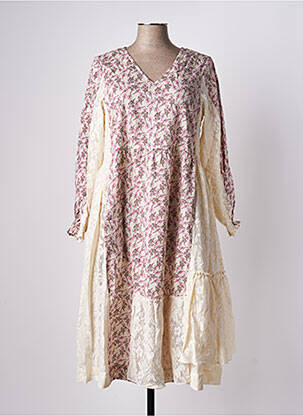 Robe mi-longue imprimé fleurs manches longues rose RHUM RAISIN femme