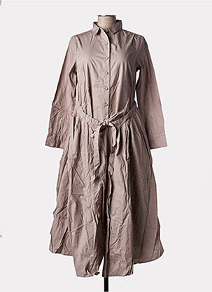 Robe mi-longue manches longues manches longues beige RHUM RAISIN femme