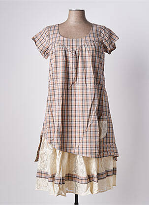 Robe mi-longue manches courtes manches courtes beige RHUM RAISIN femme
