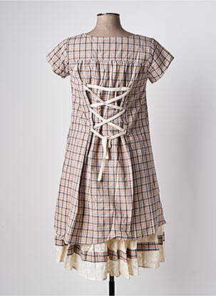 Robe mi-longue manches courtes manches courtes beige RHUM RAISIN femme
