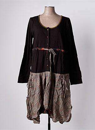 Robe mi-longue manches longues manches longues marron RHUM RAISIN femme