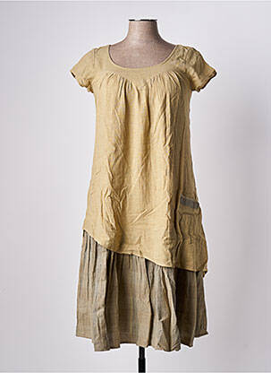 Robe mi-longue manches courtes manches courtes beige RHUM RAISIN femme