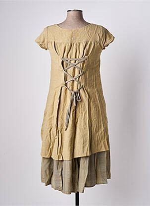 Robe mi-longue manches courtes manches courtes beige RHUM RAISIN femme