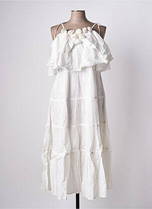 Robe longue tissage popeline fines bretelles blanc RHUM RAISIN femme