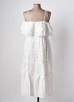 Robe longue tissage popeline fines bretelles blanc RHUM RAISIN femme