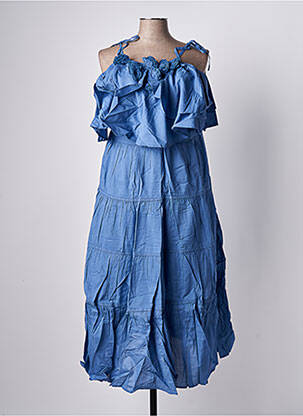 Robe longue coupe évasée fines bretelles bleu RHUM RAISIN femme