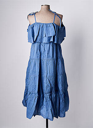 Robe longue coupe évasée fines bretelles bleu RHUM RAISIN femme