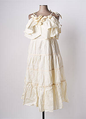 Robe longue manches bretelles ajustables fines bretelles beige RHUM RAISIN femme