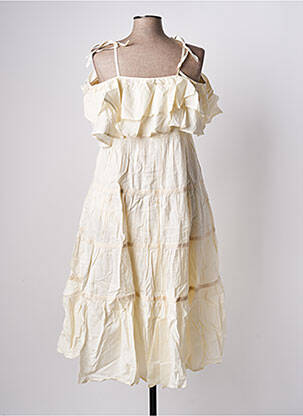 Robe longue manches bretelles ajustables fines bretelles beige RHUM RAISIN femme