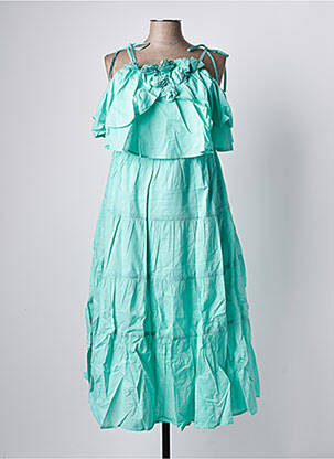 Robe longue coupe évasée fines bretelles bleu RHUM RAISIN femme