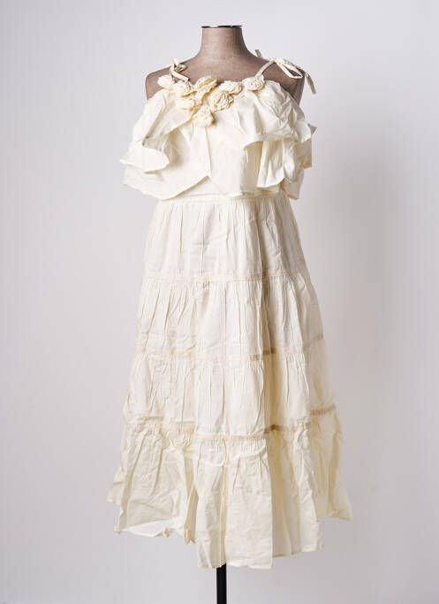 Robe longue manches bretelles ajustables fines bretelles beige RHUM RAISIN femme