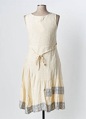 Robe mi-longue imprimé fantaisie sans manche beige RHUM RAISIN femme