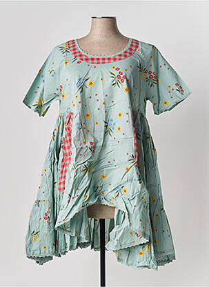 Blouse tissage popeline manches courtes vert RHUM RAISIN femme