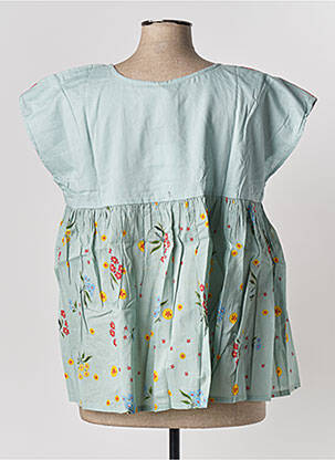 Blouse tissage popeline manches courtes vert RHUM RAISIN femme