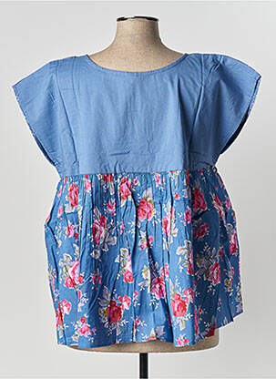 Blouse tissage popeline manches courtes bleu RHUM RAISIN femme