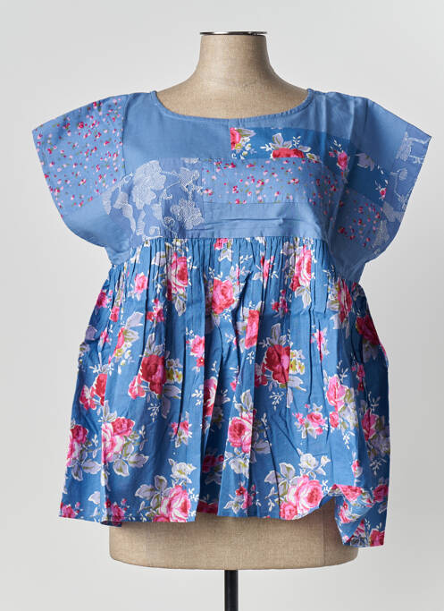 Blouse imprimé fleurs manches courtes bleu RHUM RAISIN femme