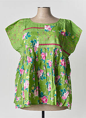 Blouse imprimé fleurs manches courtes vert RHUM RAISIN femme