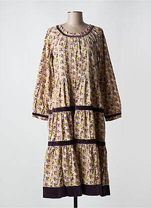 Robe longue tissage popeline manches longues violet RHUM RAISIN femme