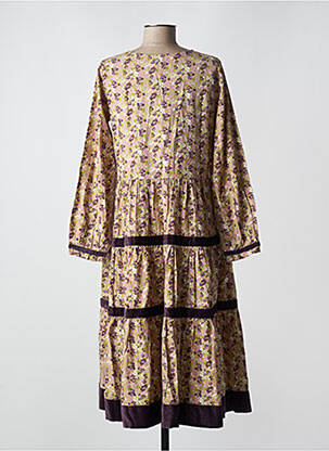 Robe longue tissage popeline manches longues violet RHUM RAISIN femme