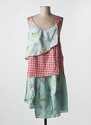 Robe mi-longue col v fines bretelles bleu RHUM RAISIN femme