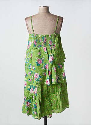 Robe mi-longue imprimé fleurs fines bretelles vert RHUM RAISIN femme
