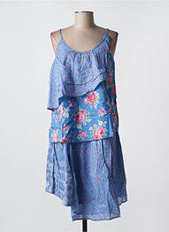 Robe mi-longue imprimé fleurs fines bretelles bleu RHUM RAISIN femme