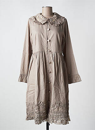 Robe mi-longue manches longues manches longues beige RHUM RAISIN femme