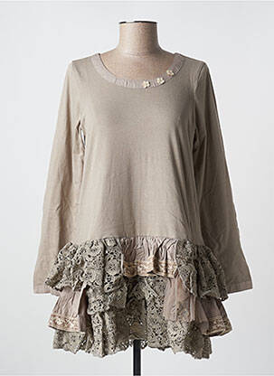 Robe courte coupe évasée manches longues beige RHUM RAISIN femme