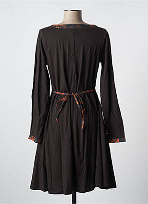 Robe mi-longue imprimé fantaisie manches longues marron RHUM RAISIN femme