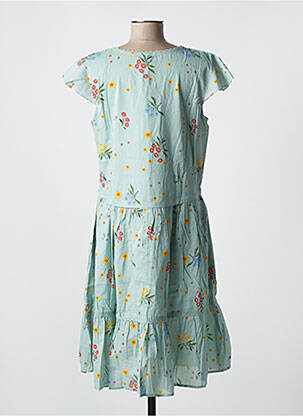 Robe mi-longue imprimé fleurs manches courtes bleu RHUM RAISIN femme