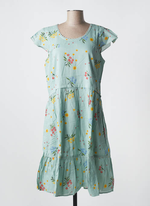 Robe mi-longue imprimé fleurs manches courtes bleu RHUM RAISIN femme