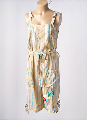 Combishort col carré fines bretelles beige RHUM RAISIN femme
