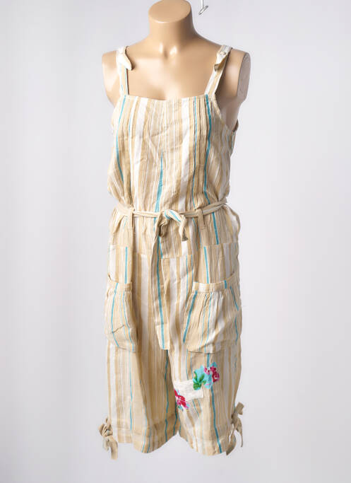 Combishort col carré fines bretelles beige RHUM RAISIN femme