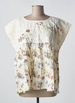 Blouse tissage popeline manches courtes beige RHUM RAISIN femme