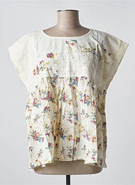 Blouse imprimé fleurs manches courtes beige RHUM RAISIN femme