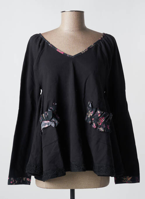 Blouse imprimé fleurs manches longues noir RHUM RAISIN femme