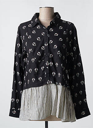 Blouse tissage popeline manches longues noir RHUM RAISIN femme