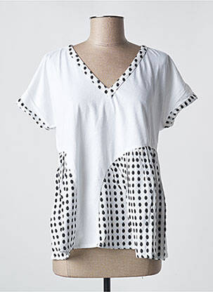 T-shirt col v manches courtes blanc RHUM RAISIN femme