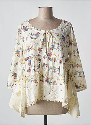 Blouse imprimé fleurs manches 3/4 beige RHUM RAISIN femme