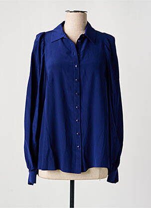 Chemisier tissage crêpe manches longues bleu IDANO femme