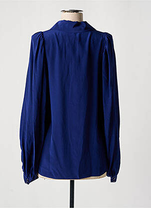Chemisier tissage crêpe manches longues bleu IDANO femme