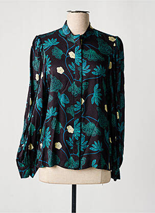 Chemisier imprimé fleurs manches longues noir IDANO femme