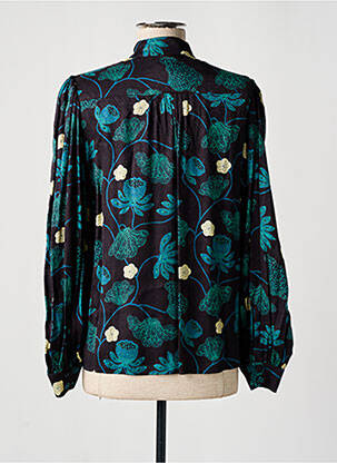 Chemisier imprimé fleurs manches longues noir IDANO femme