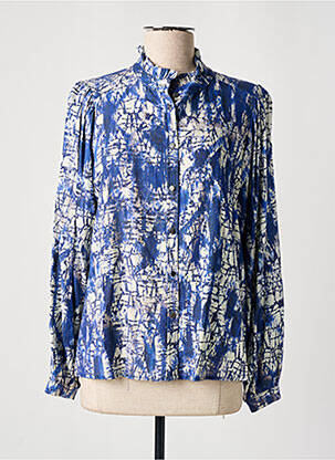 Chemisier coupe cintrée manches longues bleu MAMOUCHKA femme
