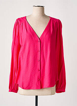 Chemisier tissage crêpe manches longues rose MAMOUCHKA femme