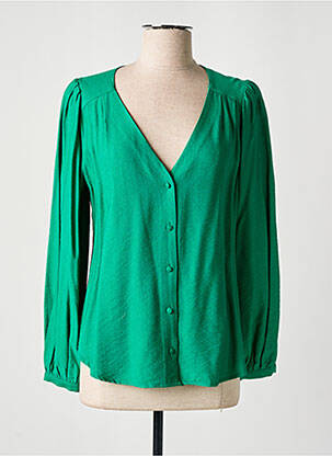 Chemisier tissage crêpe manches longues vert MAMOUCHKA femme