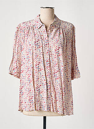 Chemisier tissage crêpe manches 3/4 rose IDANO femme